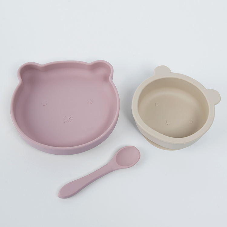 Food set, silicone plates and spon