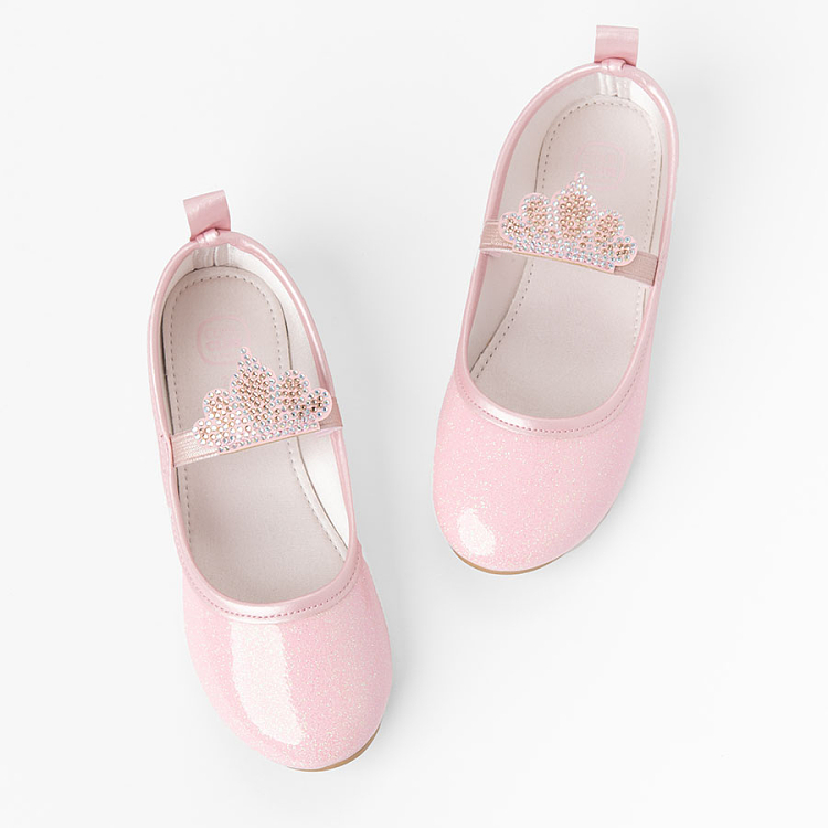 Pink ballerinas with crown barret