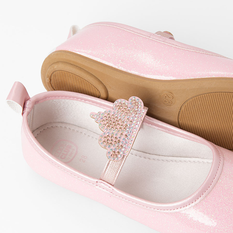 Pink ballerinas with crown barret