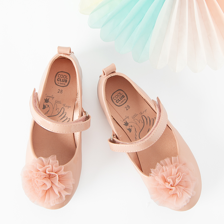 Pink ballerinas with pom pom