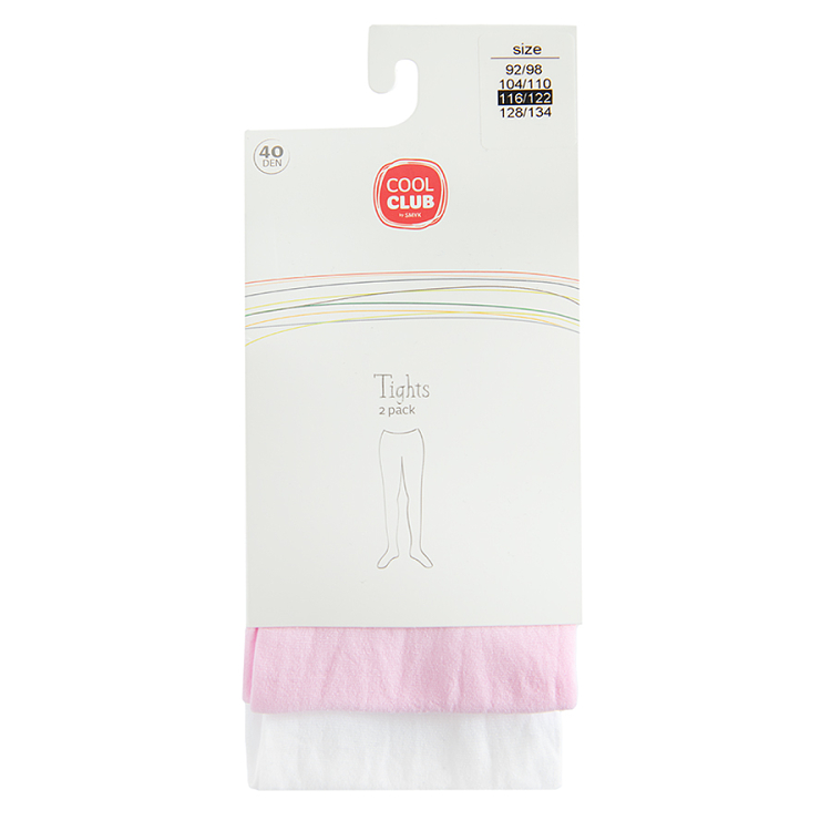 White and pink tights- 2 pack