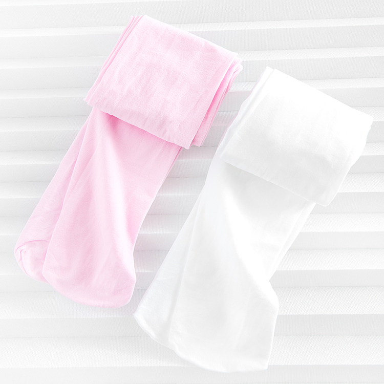 White and pink tights- 2 pack