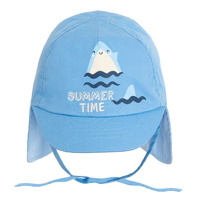 Blue hat with ears and whale print Summer Time