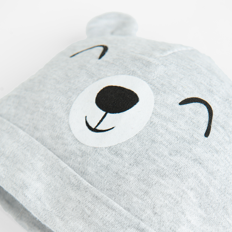 Grey all year beanie with bear print