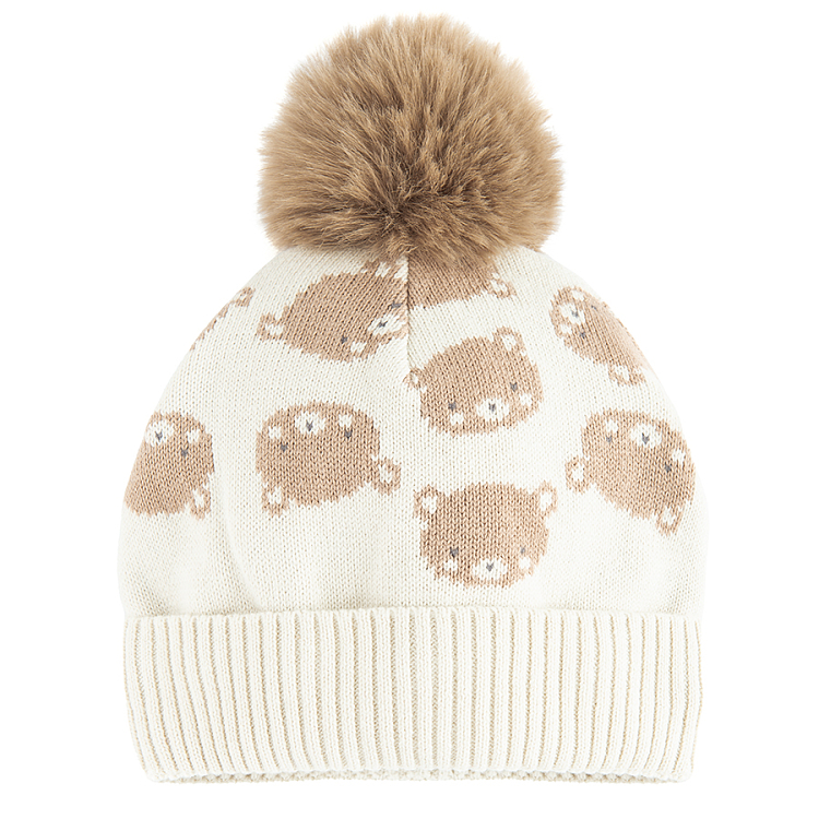 Winter beanie hat with bear print