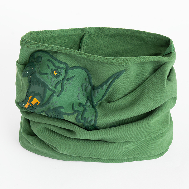 Khaki snoodscarf with dinosaur print