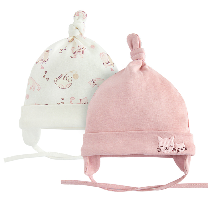 Pink and white and animals print all year earflap hats- 2 pack