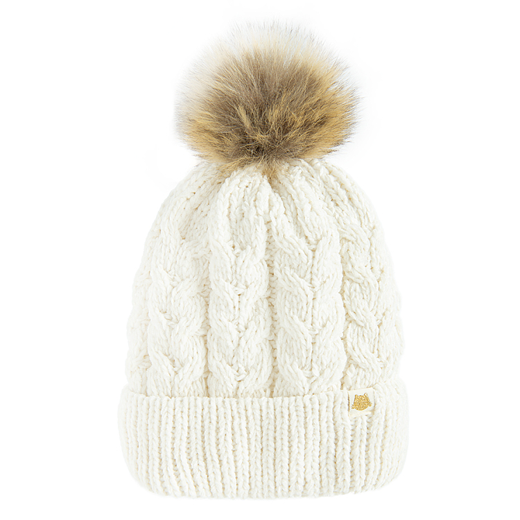 White winter beanie with pom pom