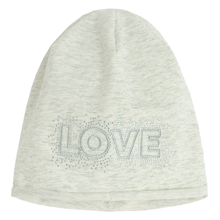 Grey beanie with LOVE print