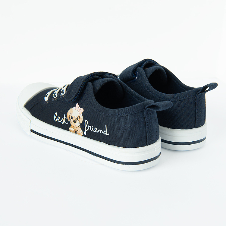 Dark blue sneakers with dog Best Friend print