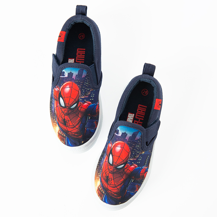 Spiderman blue canvas slip on