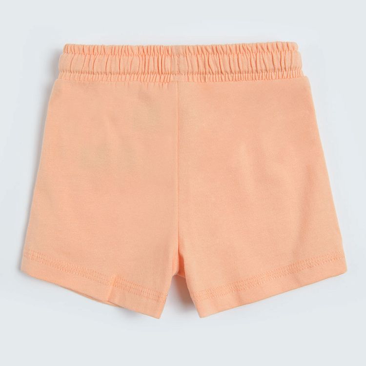 Peach and striped shorts with adjustable waist- 3 pack