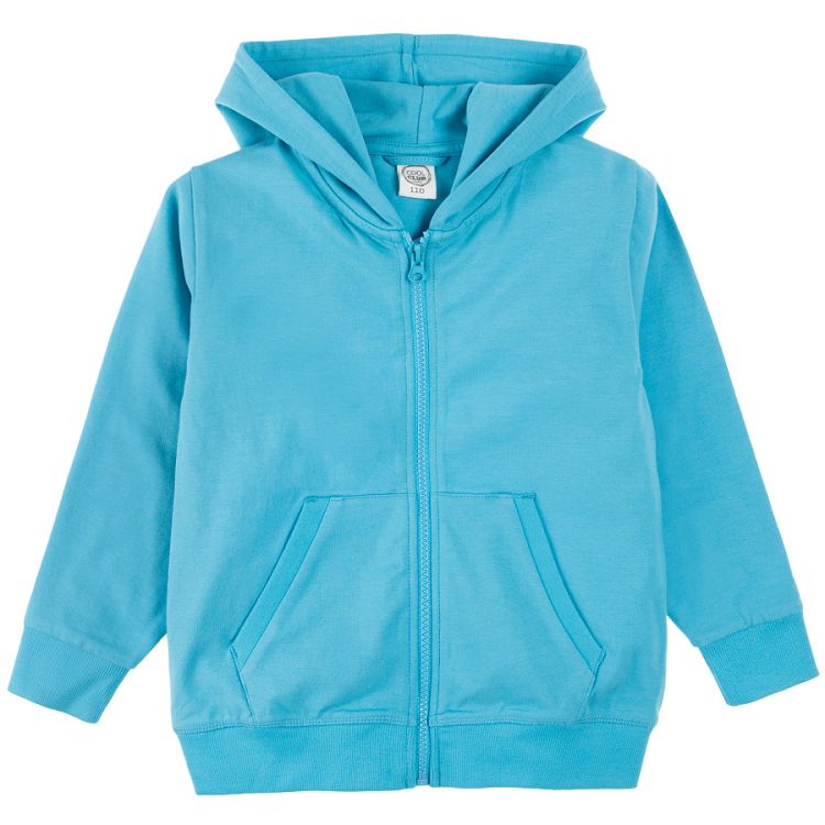 Blue zip through hooded sweatshirt