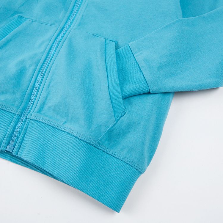 Blue zip through hooded sweatshirt