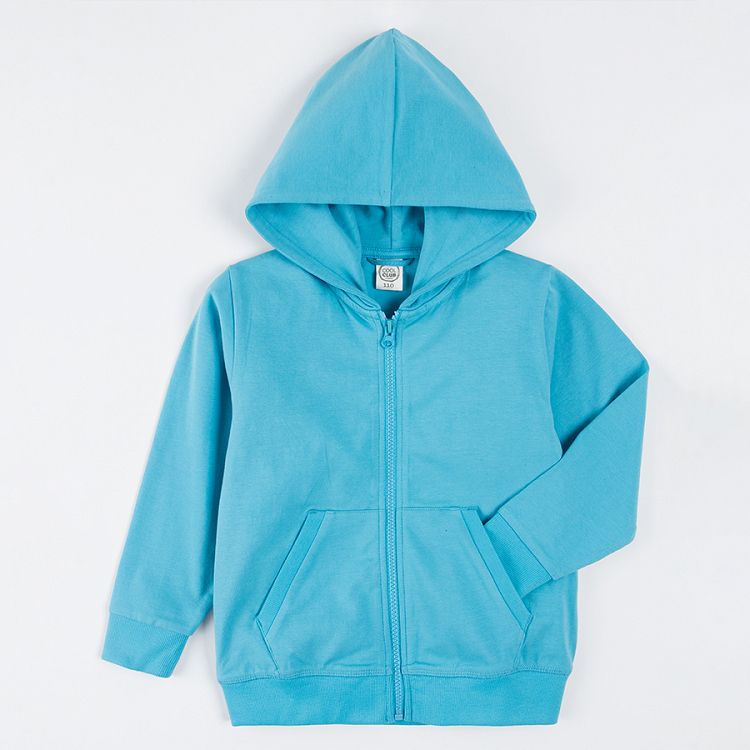 Blue zip through hooded sweatshirt