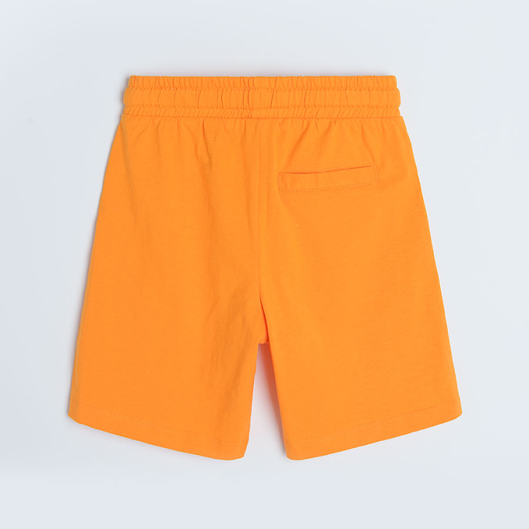 Orange shorts with adjustable waist and pockets