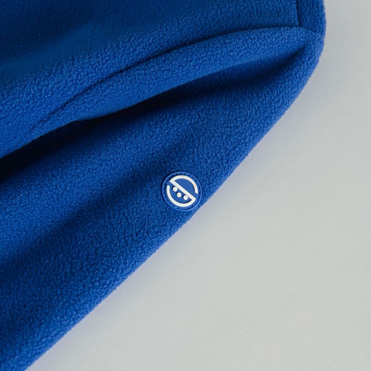 Blue zip through sweatshirt with green finishes