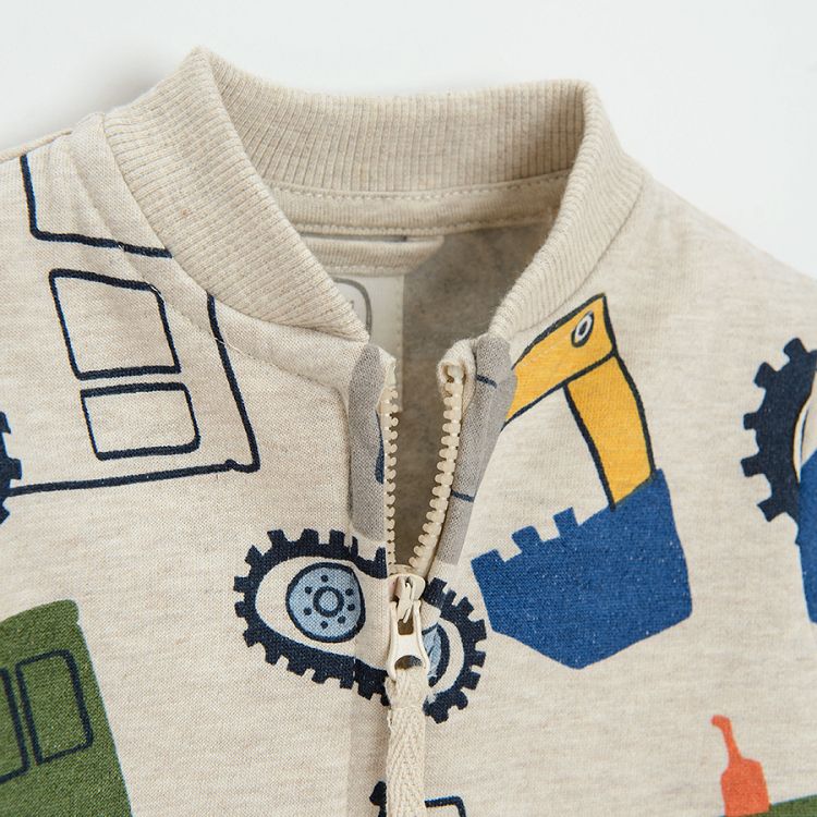 Ecru sweatshirt with trucks print