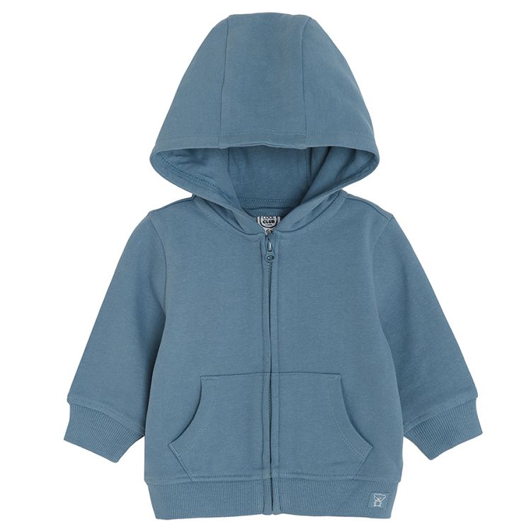 Blue zip through hooded sweatshirt