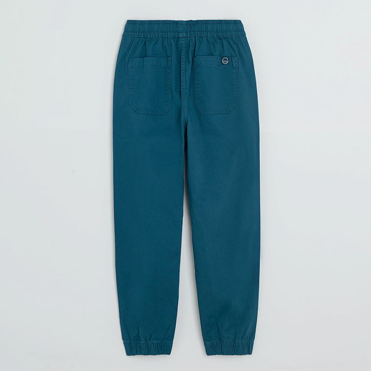 Blue trousers with elastic waist and ankle