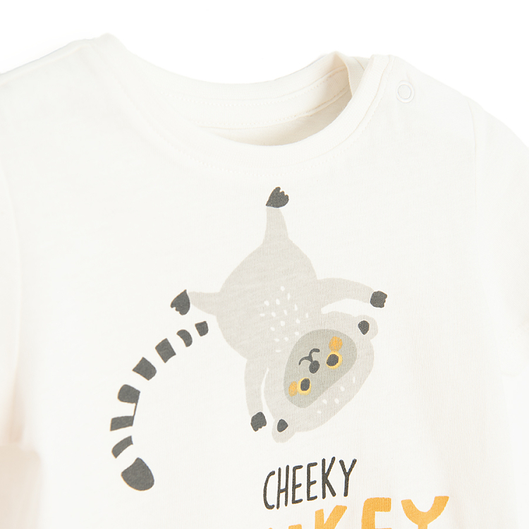 White T-shirt with Cheeky Monkey Club print