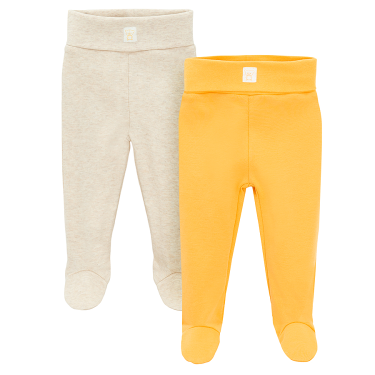 Cream and yellow footed leggins -2  pack