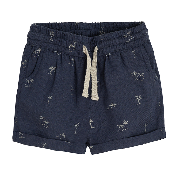 Play set, button down shirt and shorts with small pine trees print- 2 pieces