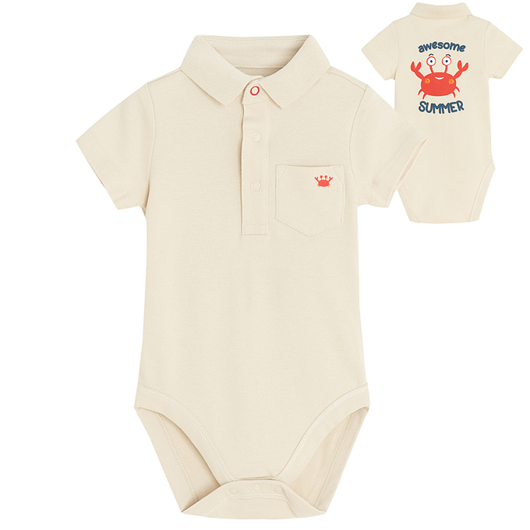 Beige polo short sleeve bodysuit