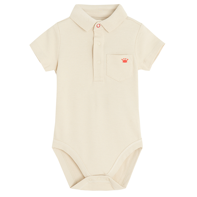 Beige polo short sleeve bodysuit