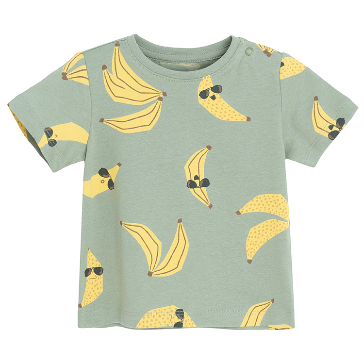 Khaki T-shirt with bananas wearing sunglasses print