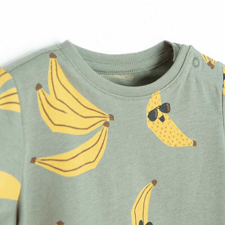 Khaki T-shirt with bananas wearing sunglasses print