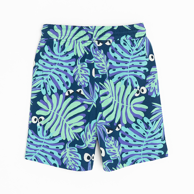 Dark blue shorts with leaves and eyes