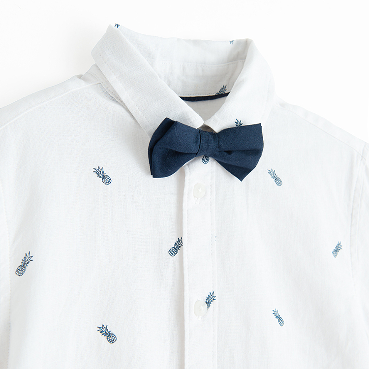 Short sleeve button down short with bow- 2 pieces