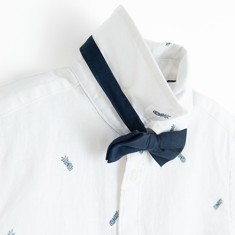 Short sleeve button down short with bow- 2 pieces