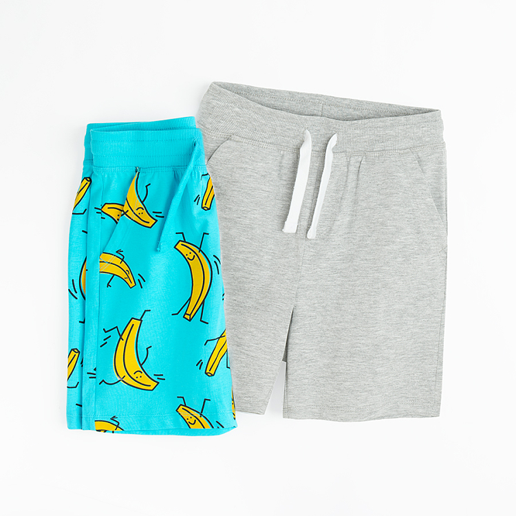 Grey and blue with bananas print - 2 pack