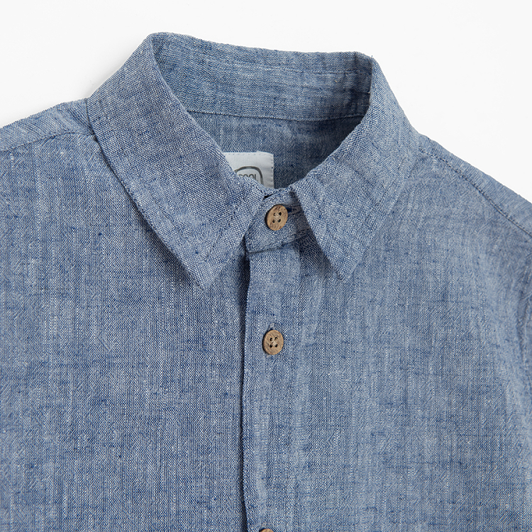 Denim short sleeve button down shirt