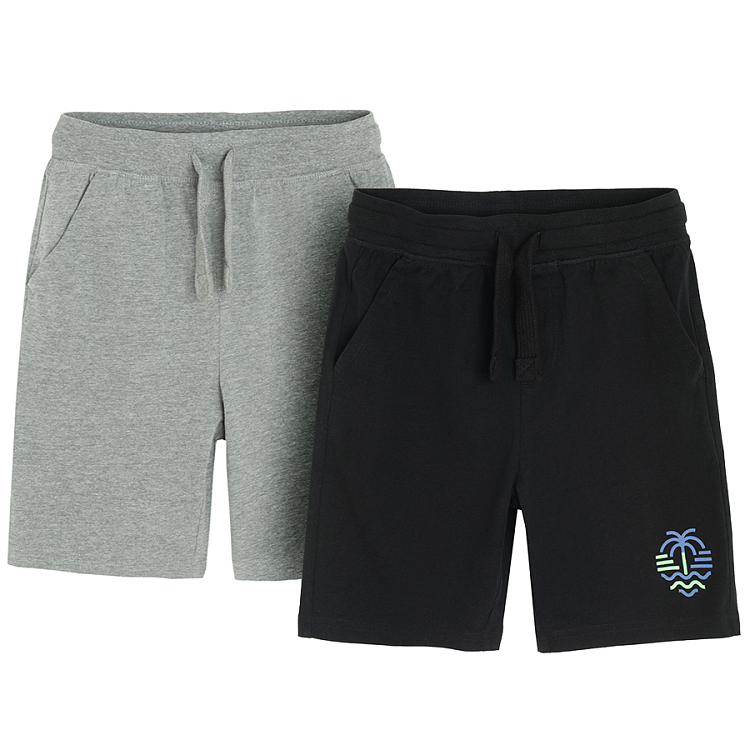 Grey and black shorts with cord- 2 pack