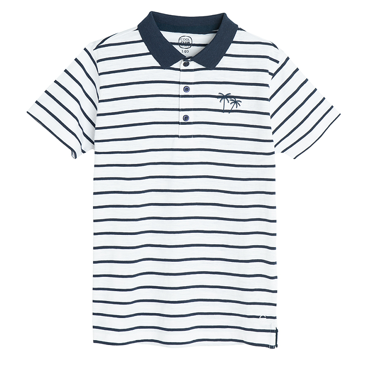 White and blue stripes polo T-shirt