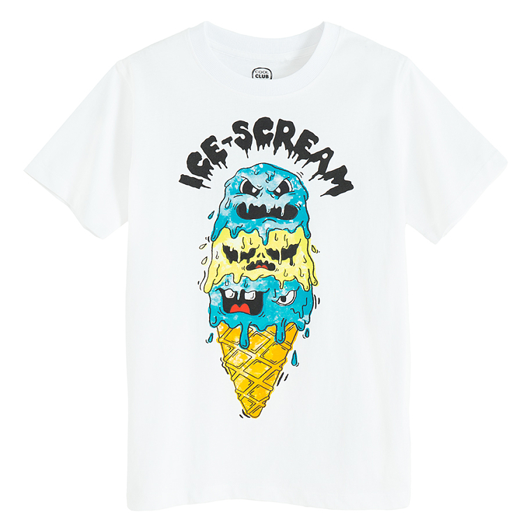 White T-shirt with Ice-SCREAM print