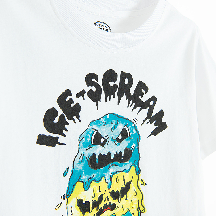 White T-shirt with Ice-SCREAM print