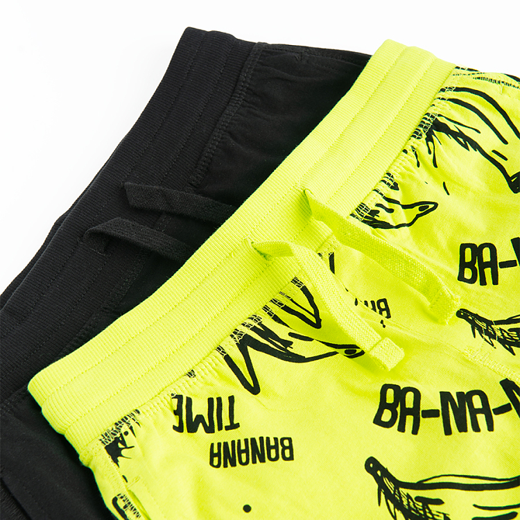 Black and yellow shorts with banana print- 2 pack