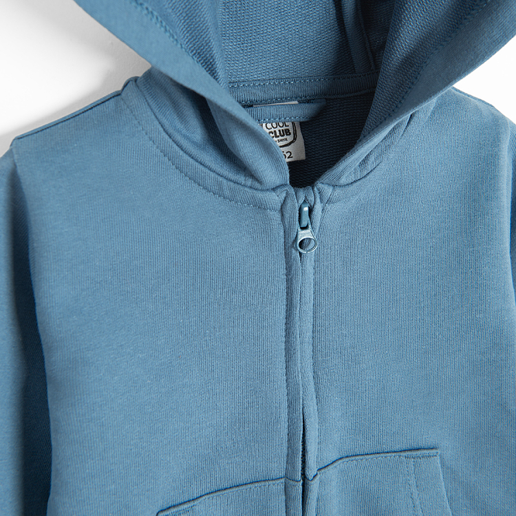 Blue hooded zip through sweatshirt