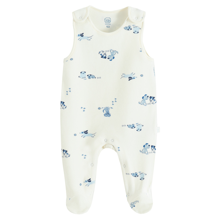 Blue long sleeve bodysuit and sleeveless footed overall- 2 pack