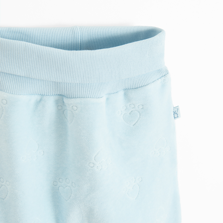 Footless light blue leggings with footprints