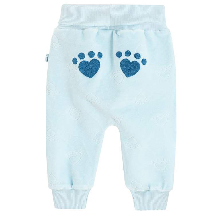 Footless light blue leggings with footprints