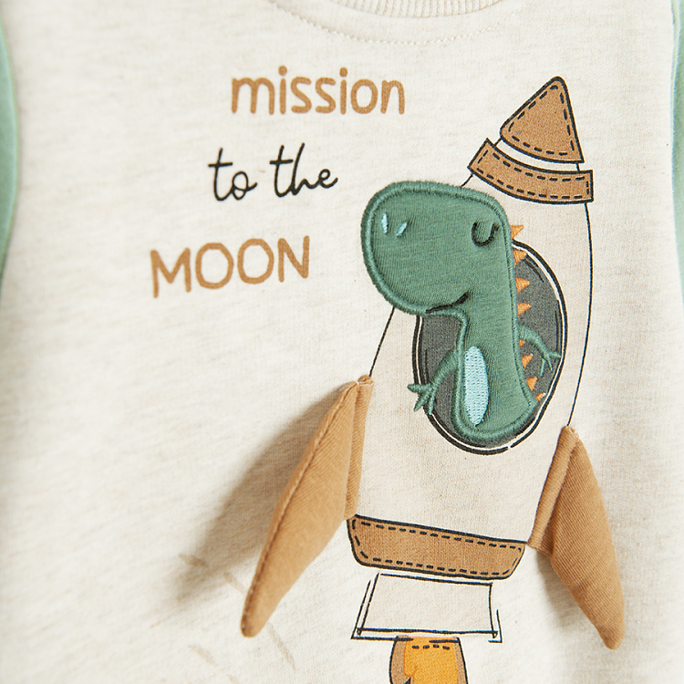 Sweatshirt with spacerocket and dinosaur print Mission to the Moon