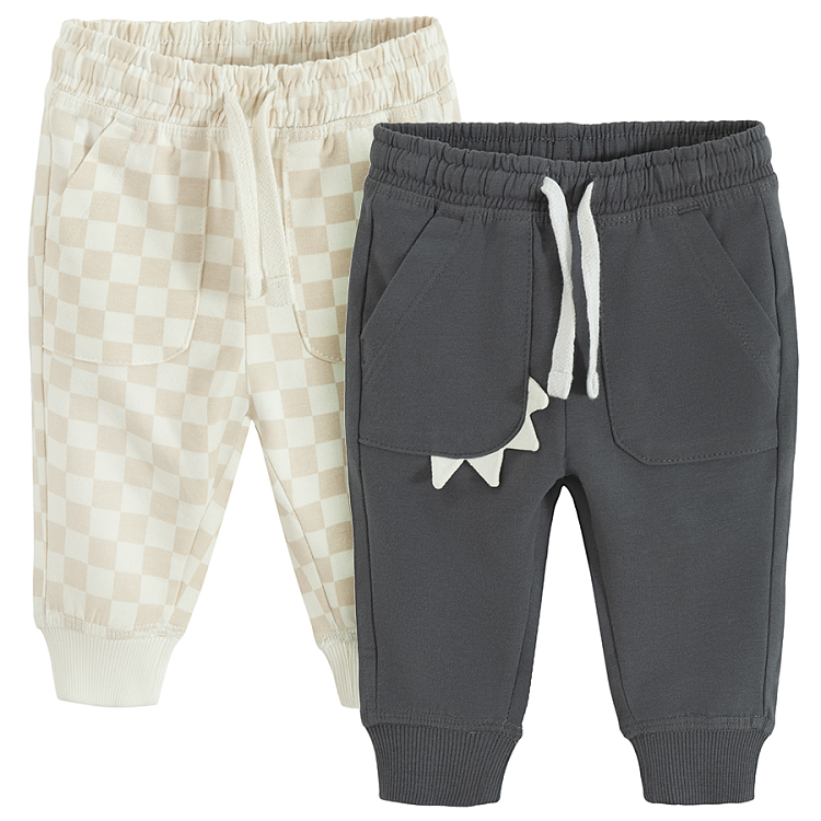 Checked and grey jogging pants- 2 pack