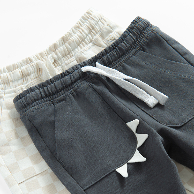 Checked and grey jogging pants- 2 pack