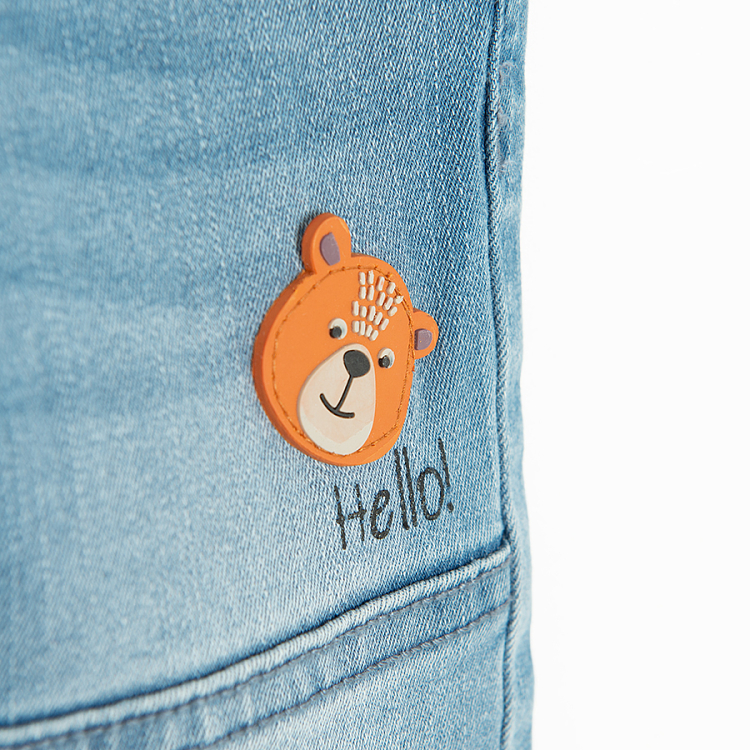 Denim trousers with small bear print