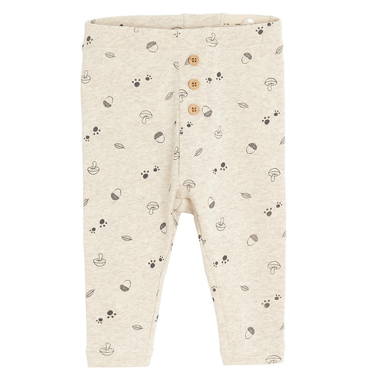 Light grey with mushrooms print and brown joggers- 2 pack